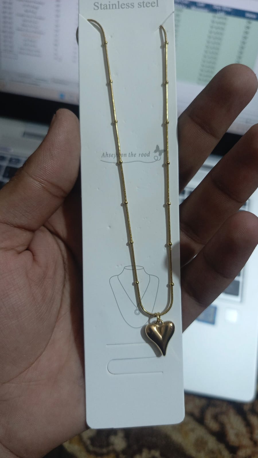 Ball Chain Heart Korean Pendant