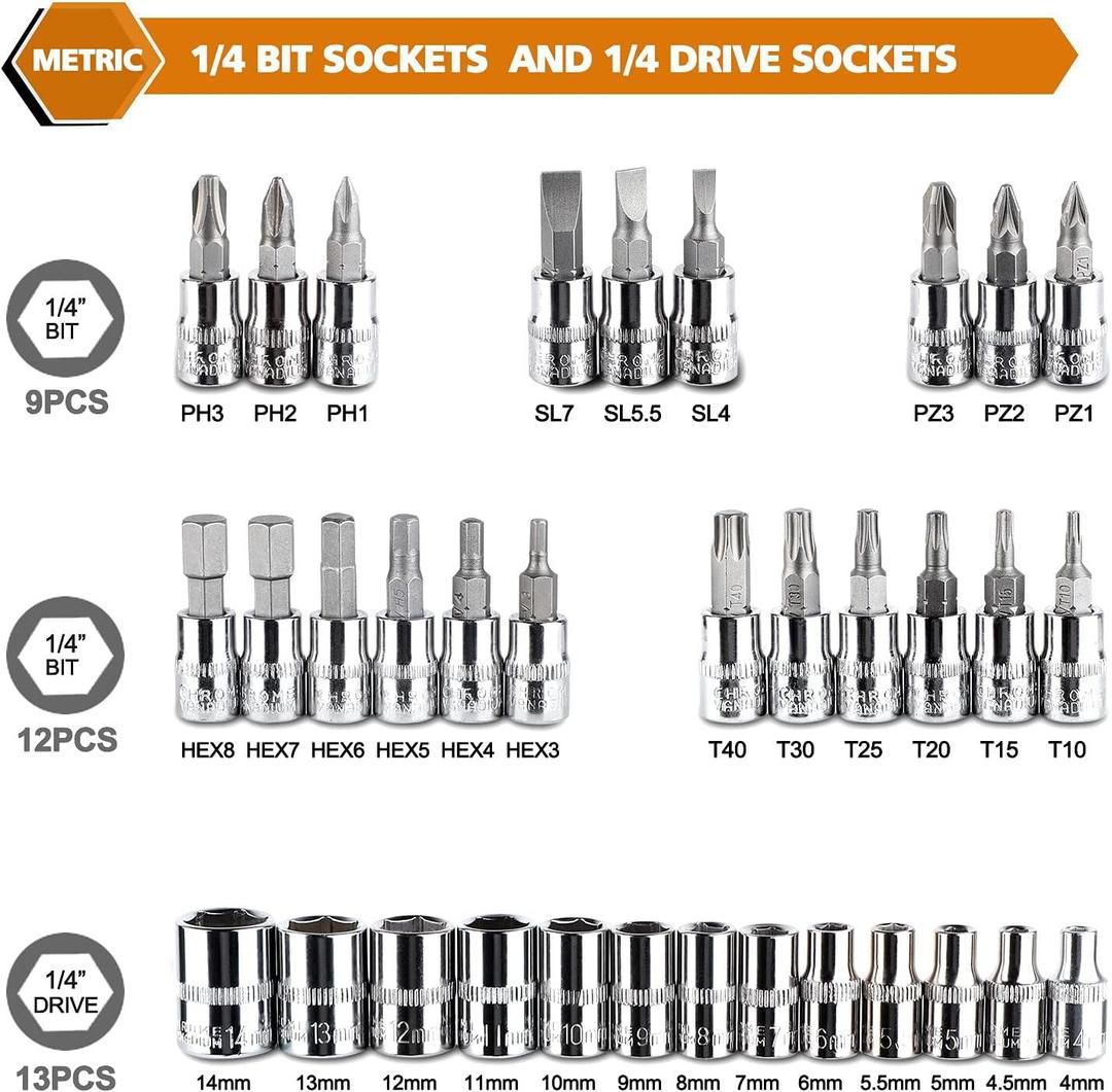 46 Pcs Socket Wrench Tool Set