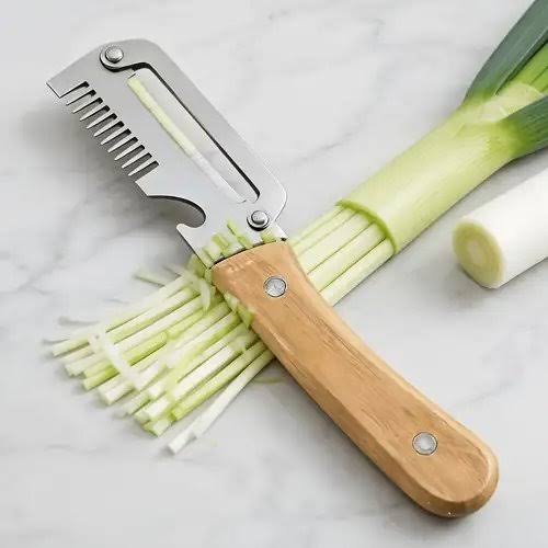 3-in-1 Stainless Steel Peeler Knife with Wooden Handle